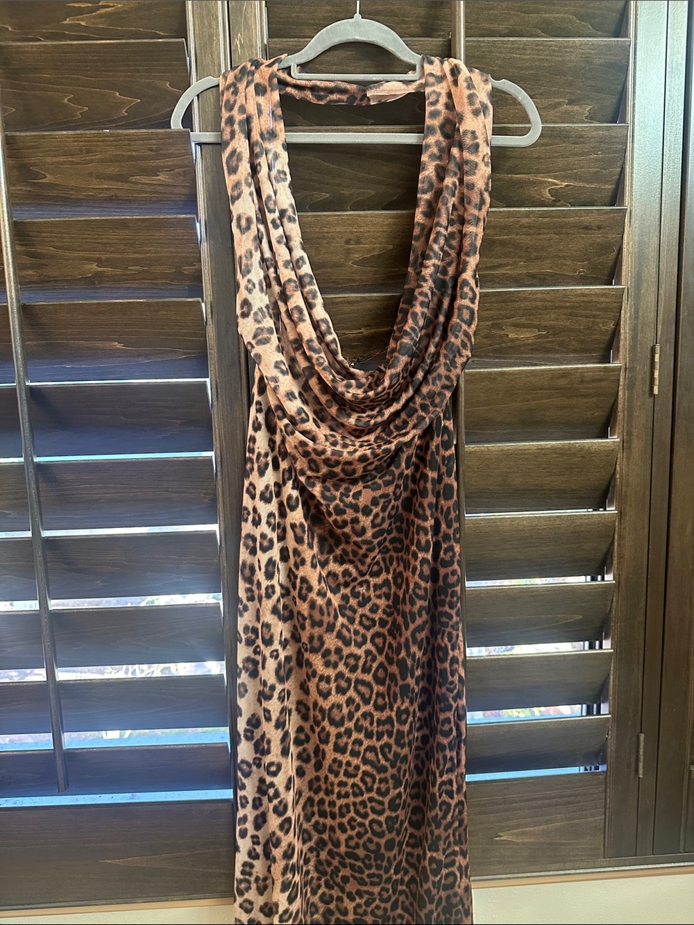 Zara Leopard Print Cowl Neck Maxi Dress - Brown/Black
